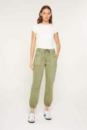 Mica Denim HIGH RISE JOGGER CROP Olive 30a