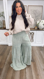Oli and Hali Green Loose Fit Chic Boho Joggers