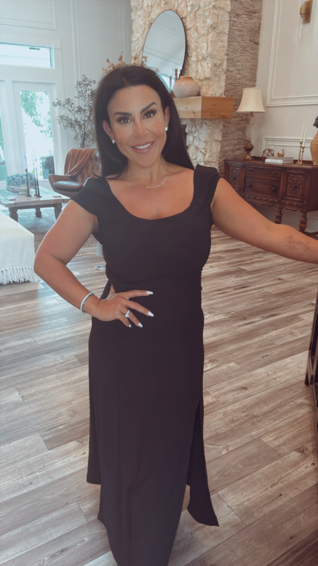 Soft Chic Long Side Slit Cozy Co  Dress