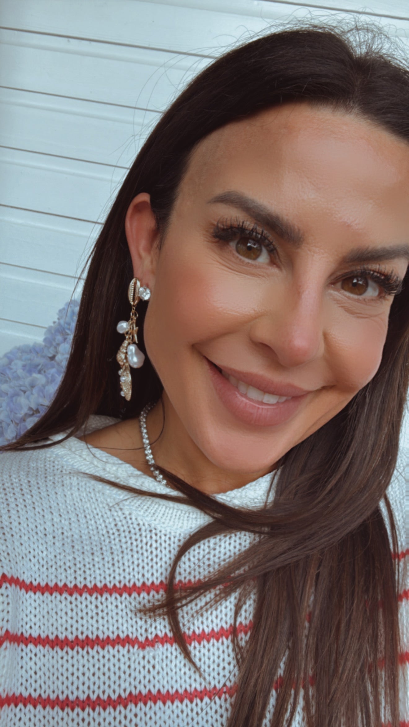 Gold And Pearl Seashell Earrings