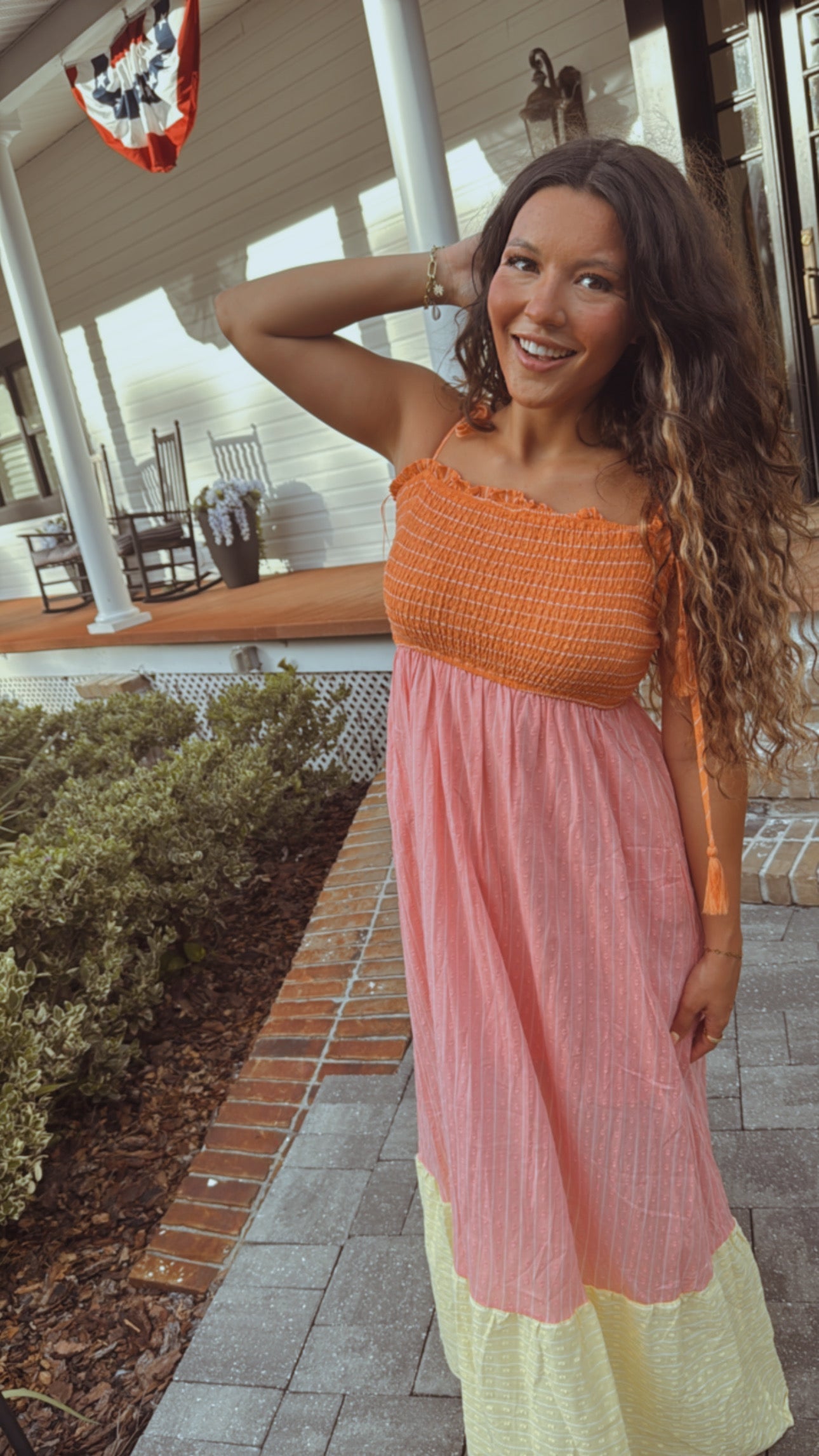 Orange Pink Yellow Maxi Dress