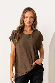 Bronze Soft Round Neck Short Sleeve Top