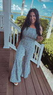 Blue and White Floral Jumpsuit