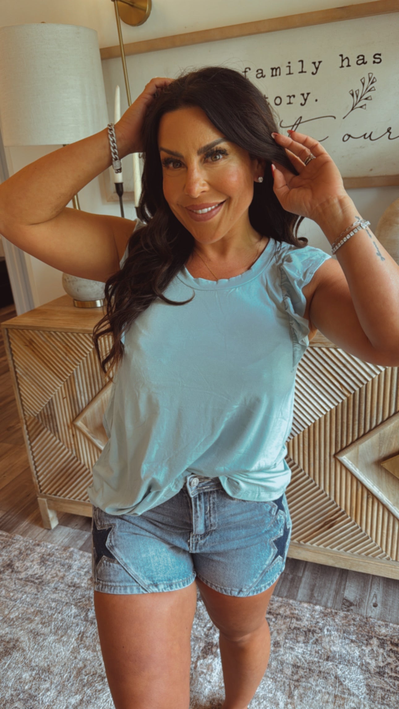 Special A Med Wash High Waist Dark Denim Shorts