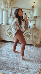 Brown Pull On Jegging Pants