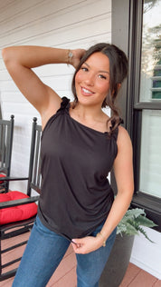 Black Ribbed Ultra Soft Ruffle Sleeve Top