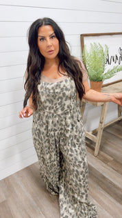 Snow Leopard Denim Overalls