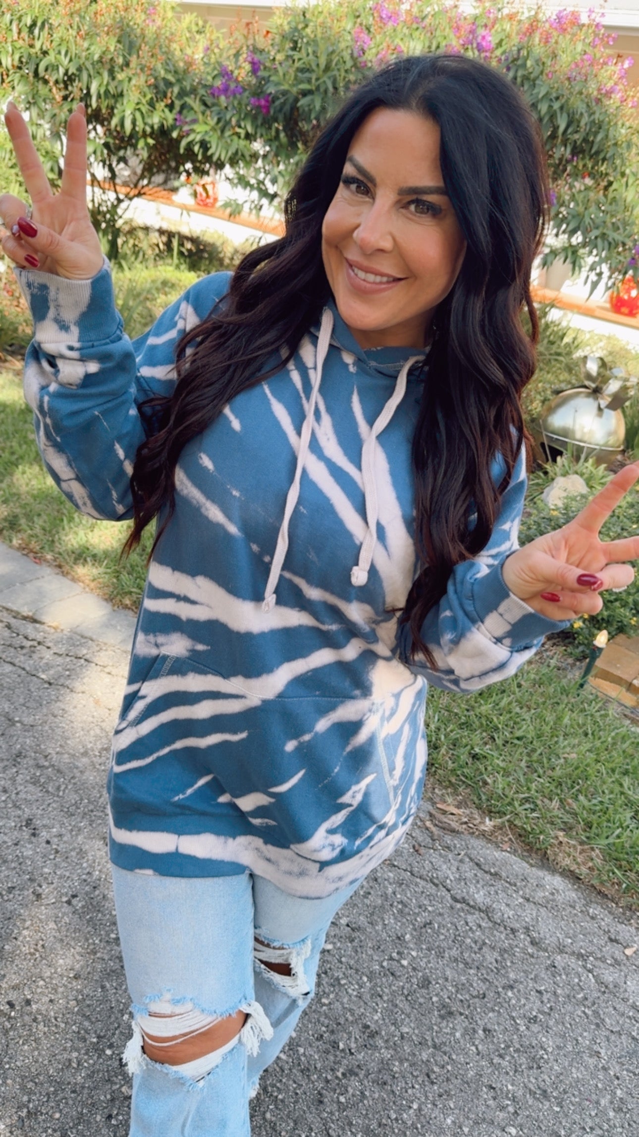 Denim Blue Acid Wash Hoodie