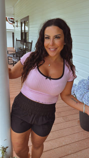 Black High Waist Nylon Shorts