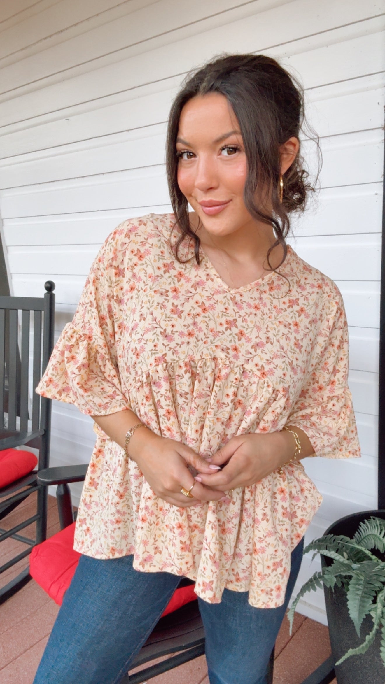 Yellow and Floral Blouse