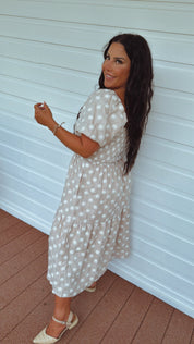 Brown and Taupe Embroidered Floral Maxi Dress