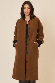 Cozy Co Brown Corduroy Button Up Long Coat