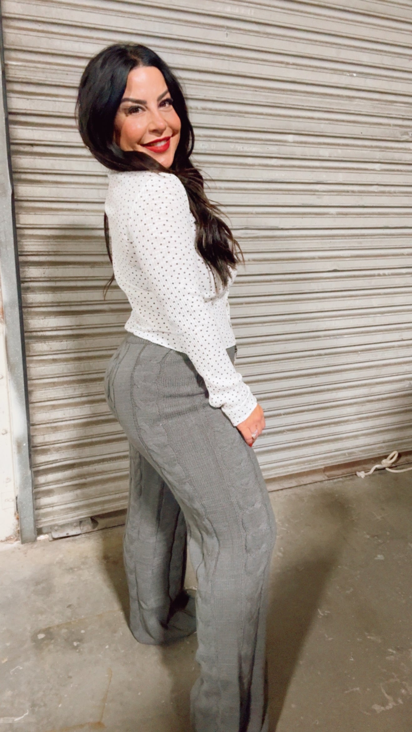 Long Sleeve Button Up Polka Dot POL Top 30A