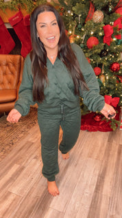 Hunter Green Quilted Cuffed Rae Mode Joggers