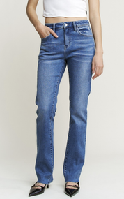 Mica High Rise Raw Hem Straight Leg Jeans