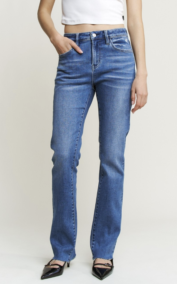 Mica High Rise Raw Hem Straight Leg Jeans