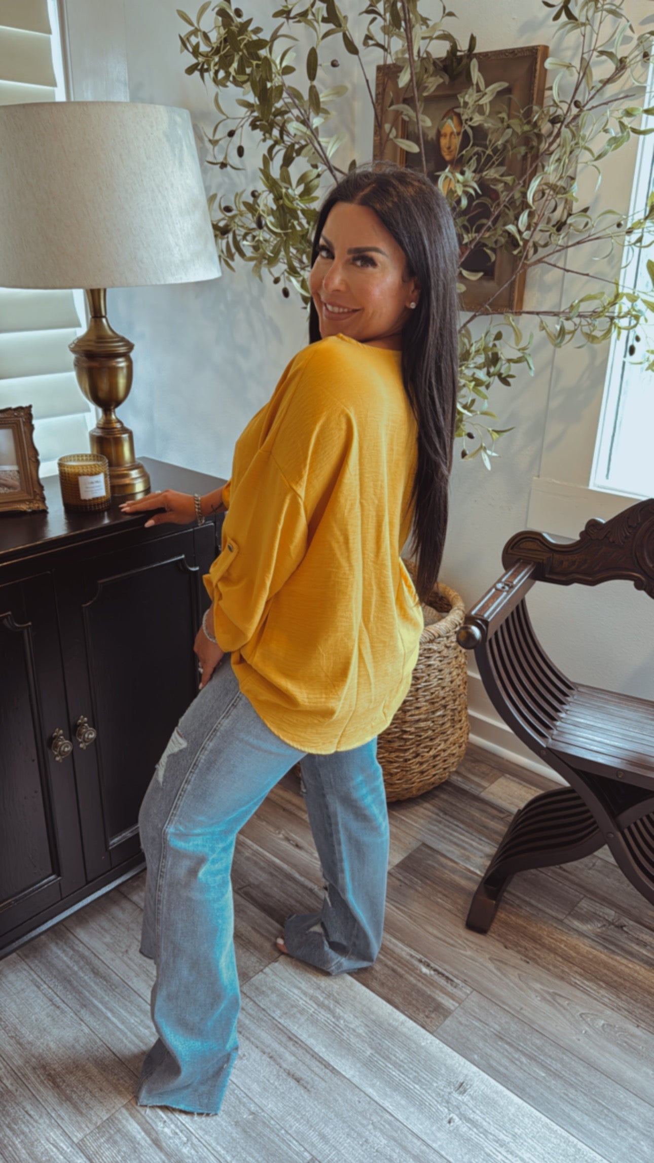 Judy Blue Medium Wash High Waist Distressed Star Straight Leg Jeans