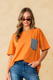 Chic Crewneck Pocket Top