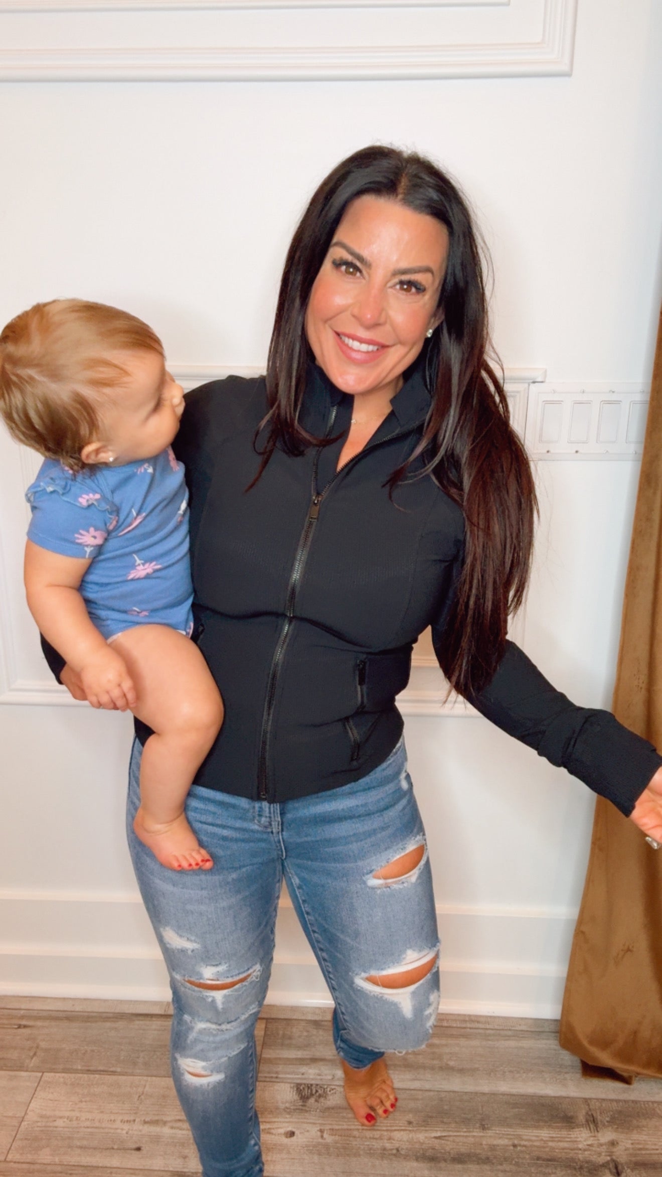 Rae Mode Black ribbed Zip Up Jacket