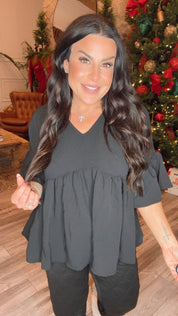 Black flowy ruffle Sleeve Top