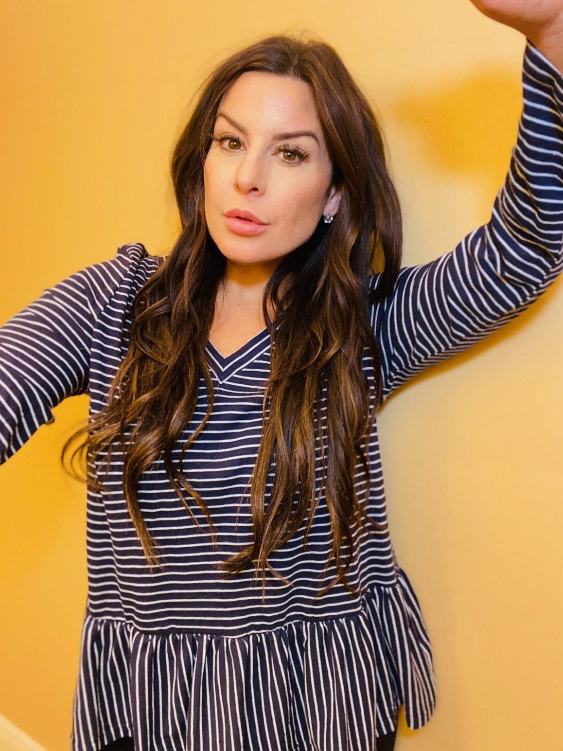 Striped Ruffle Bottom Long Sleeve top *Final Sale*