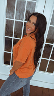 Distressed Ripped Rust Pocket Top