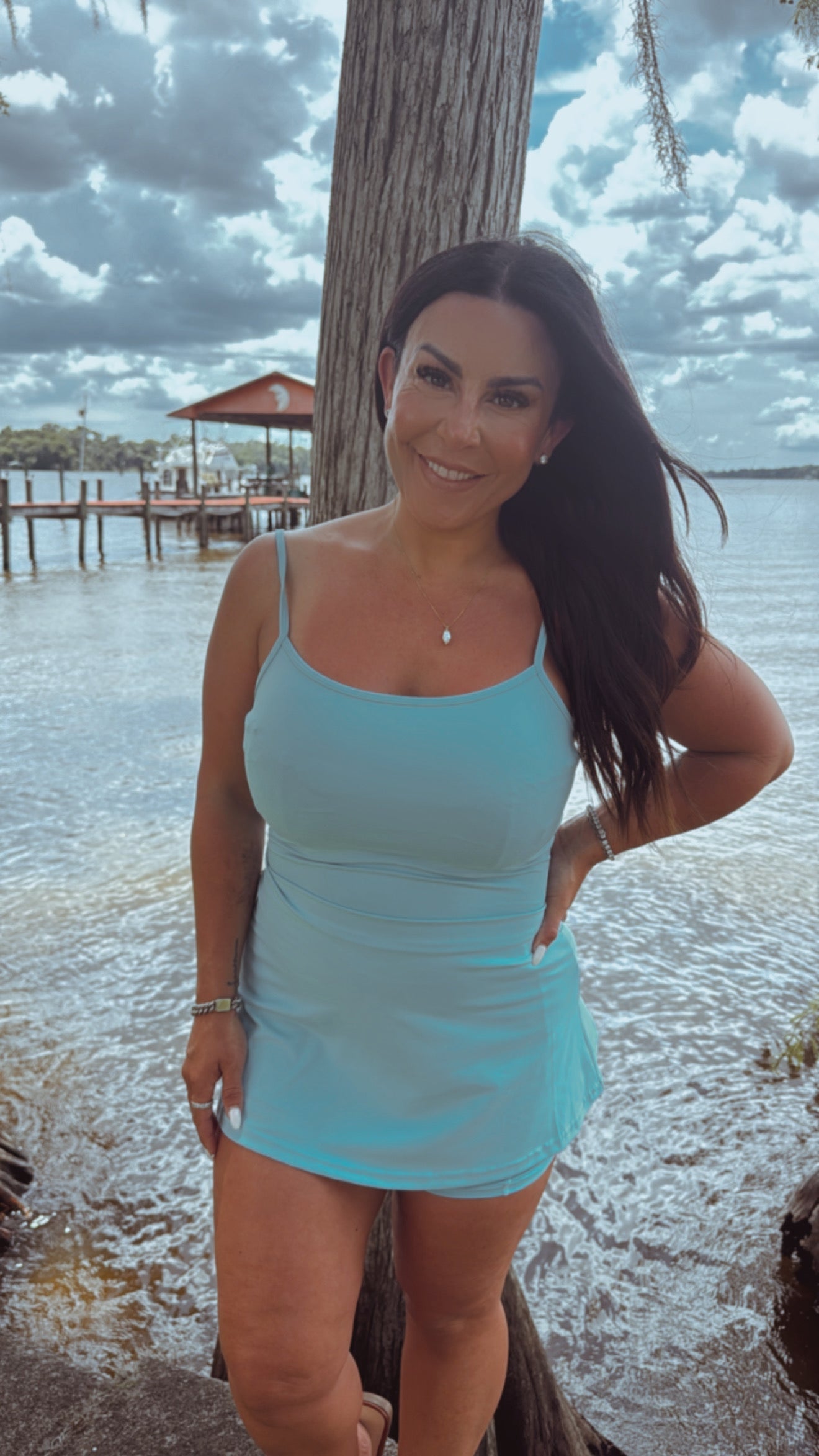 Ultra Soft Light Blue Sports Skirt Romper