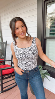 White and Black Polka Dot Tank BodySuit