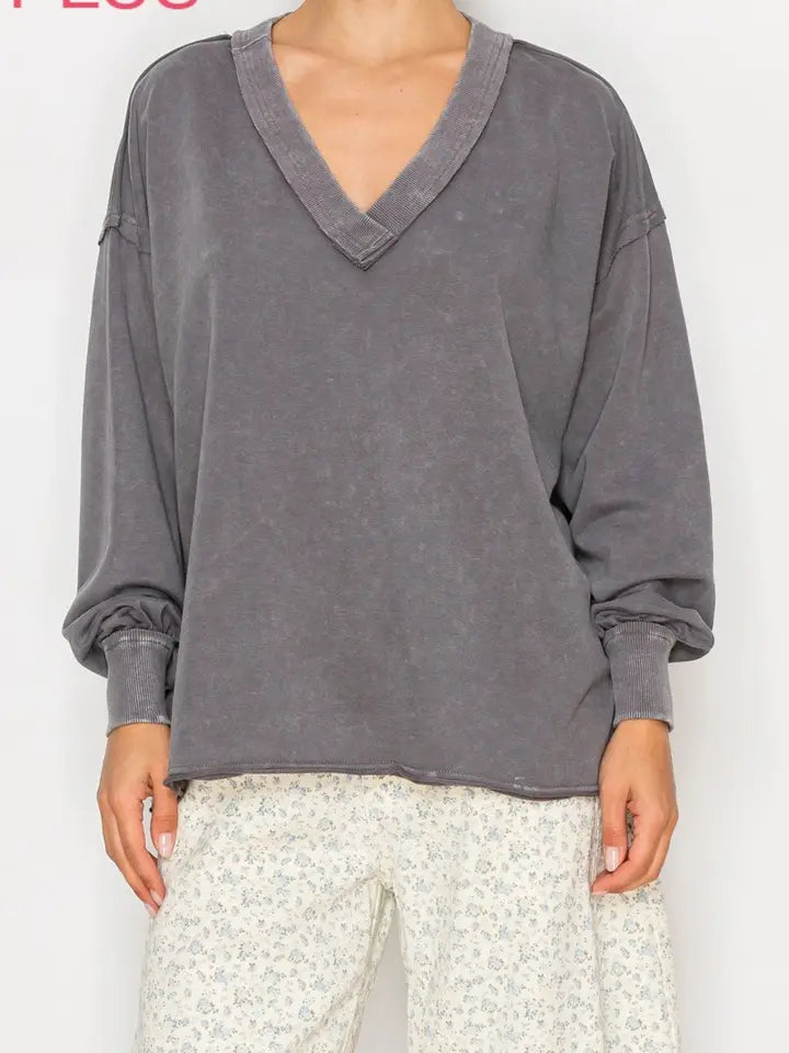 Stitch and CO Washed Charcoal Loose Fit Pullover
