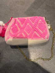 Hot Pink and White Crossbody Bag