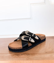 Iris Buckle Sandal in Black