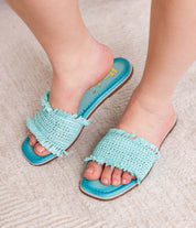 Juana Woven Sandals in Aqua Blue