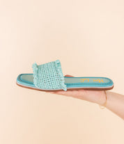 Juana Woven Sandals in Aqua Blue