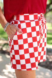 Let's Go Checkered Skort- Red