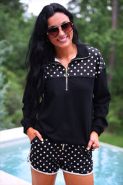 Mia Printed Pullover- After Dark Polka Dot