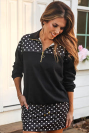 Mia Printed Pullover- After Dark Polka Dot