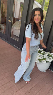 Luxe Periwinkle Crop Top With White Trim  Stich&Co
