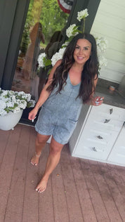 Navy and White Striped Romper