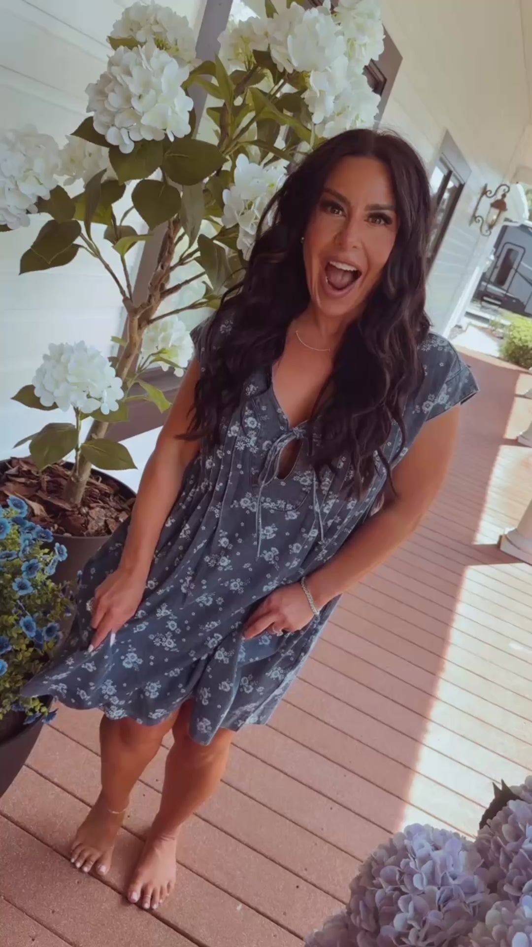 Chic Denim and Floral Jean Dress