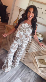 Cream and Brown Paisley Sleeveless Top  Cozy Co