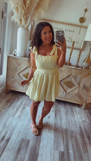 Yellow Corset Back Mini Tank Dress