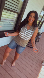 Olive Lightweight Americana Flag Tank