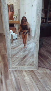 Black and Multicolor Floral  2 Piece Bathing Suit