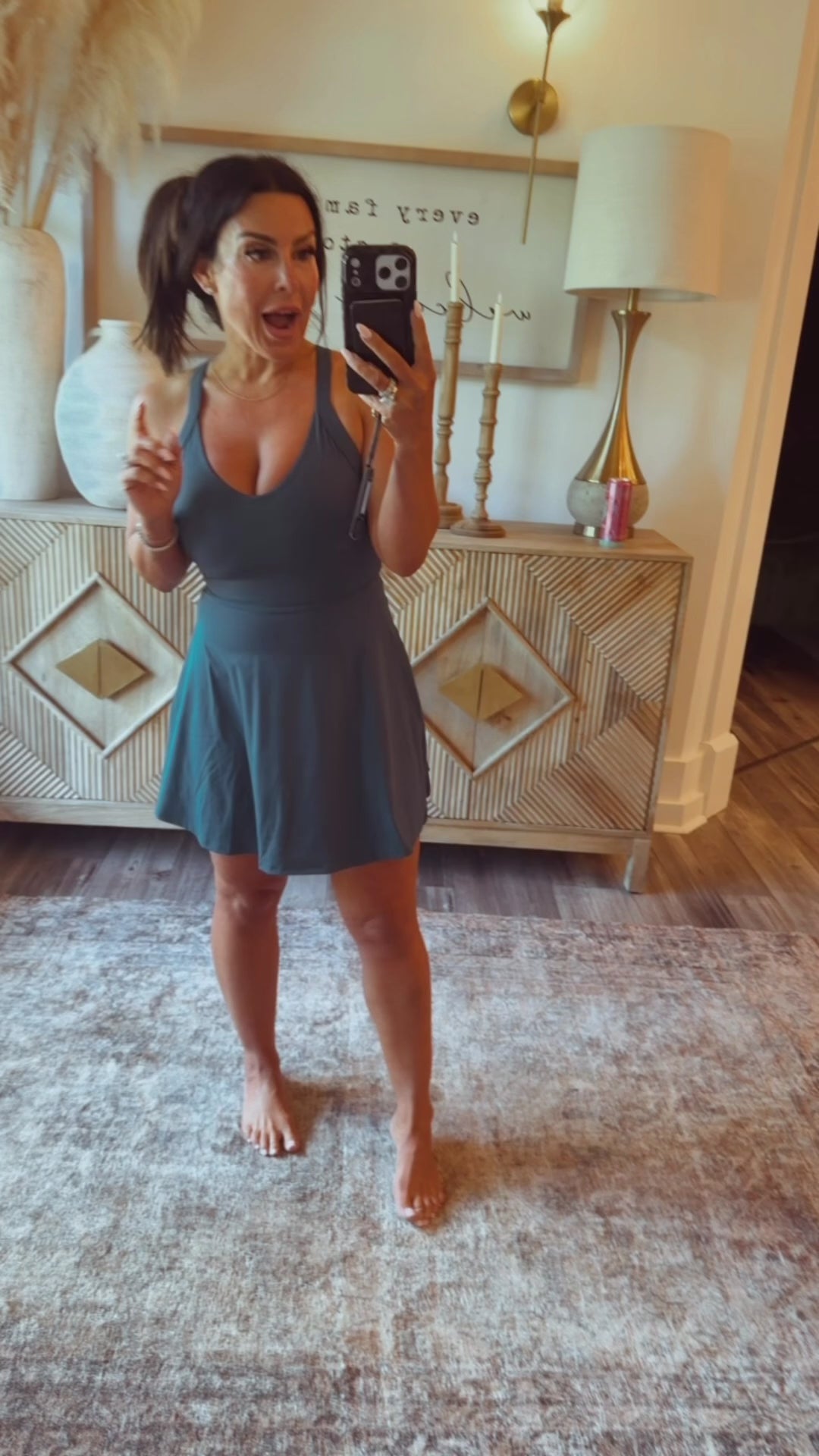 Sassy Dark Teal  Athletic Dress With Shorts