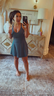 Sassy Dark Teal  Athletic Dress With Shorts