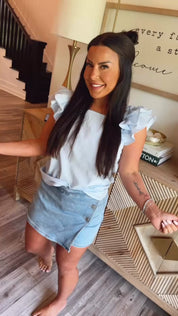 Risen Light Wash High rise Button Down Skort