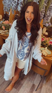 Chic Luxe Blue Knit Cardi