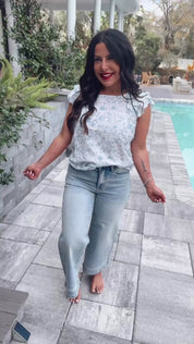 Judy Blue Medium Wash Mid Rise Wide Leg Crop Jeans