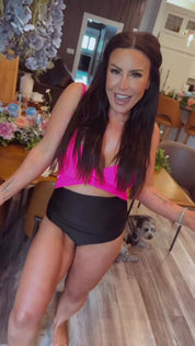 Black and Hott Pink Sassy One Piece Bathing Suit