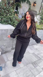 The Greii Lightweight Black and Silver Jacket And Pants Set